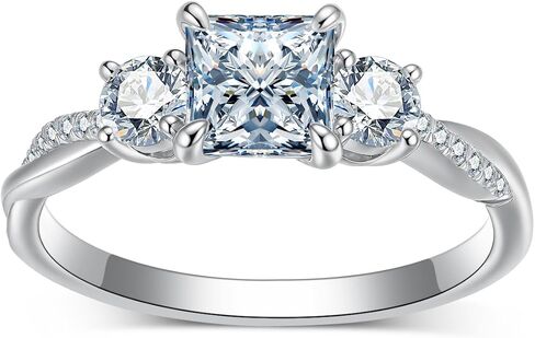 2.75 Carat(ctw) Princess-Cut Moissanite Engagement Rings Sets for Women,925 Sterling Silver 3 Stones Twist Infinity Wedding Rings Sets,Bridal Ring Sets for Anniversary Birthday | 3 Pieces in Saudi Arabia