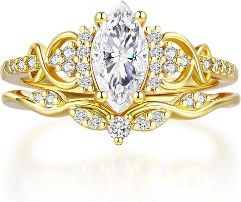 LAZLUVU Vintage Marquise Engagement Ring Set for Women Bridal Stacking Rings Anniversary Jewelry in Saudi Arabia