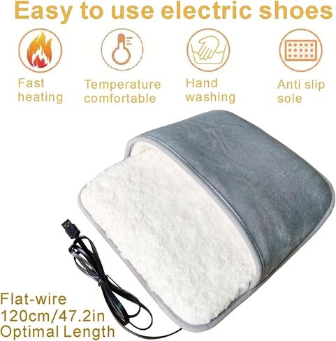 USB Warm Foot pad Plush Electric Shoes, Portable Washable Foot Warmer, Keep Your feet and Hands Warm at Home and Work; Birthday, Christmas, Valentine's Day Gifts (Brown) in Kuwait