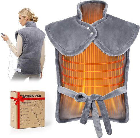 Heating Pad for Neck and Shoulders and Back, 6 Heat Settings & 4 Timer Deeper Pain Relief, Auto Shut Off, 29 * 38" Large Electric Heatings Pad for Full Back, Soft Fabric Gifts for Women Men in Saudi Arabia