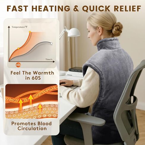 Heating Pad for Neck and Shoulders and Back, 6 Heat Settings & 4 Timer Deeper Pain Relief, Auto Shut Off, 29 * 38" Large Electric Heatings Pad for Full Back, Soft Fabric Gifts for Women Men in Saudi Arabia