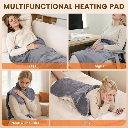 Heating Pad for Neck and Shoulders and Back, 6 Heat Settings & 4 Timer Deeper Pain Relief, Auto Shut Off, 29 * 38" Large Electric Heatings Pad for Full Back, Soft Fabric Gifts for Women Men in Saudi Arabia