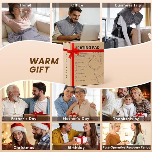 Heating Pad for Neck and Shoulders and Back, 6 Heat Settings & 4 Timer Deeper Pain Relief, Auto Shut Off, 29 * 38" Large Electric Heatings Pad for Full Back, Soft Fabric Gifts for Women Men in Saudi Arabia