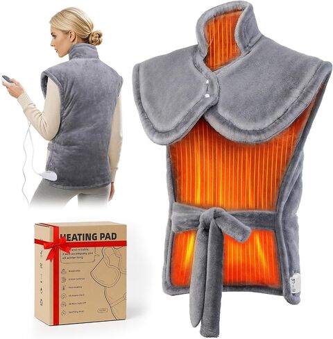 Heating Pad for Neck and Shoulders and Back, 6 Heat Settings & 4 Timer Deeper Pain Relief, Auto Shut Off, 29 * 38" Large Electric Heatings Pad for Full Back, Soft Fabric Gifts for Women Men in Saudi Arabia