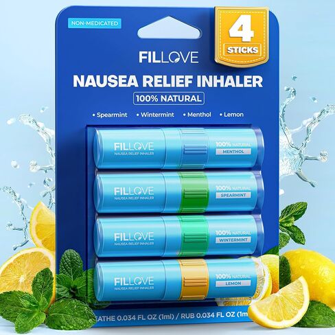 FILLOVE 1s Fast Nausea Relief Nasal Stick with 2-in-1 Motion Sickness Ease, 100% Natural Essential Oils for Pregnant Women, Non-Drowsy Travel Essentials & Cruise Essentials for Car, Airplane in Saudi Arabia