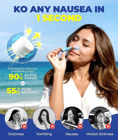 FILLOVE 1s Fast Nausea Relief Nasal Stick with 2-in-1 Motion Sickness Ease, 100% Natural Essential Oils for Pregnant Women, Non-Drowsy Travel Essentials & Cruise Essentials for Car, Airplane in Saudi Arabia