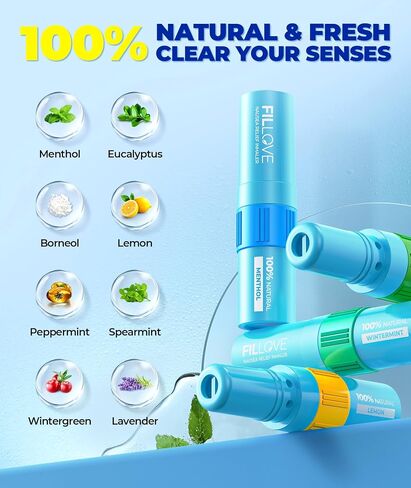 FILLOVE 1s Fast Nausea Relief Nasal Stick with 2-in-1 Motion Sickness Ease, 100% Natural Essential Oils for Pregnant Women, Non-Drowsy Travel Essentials & Cruise Essentials for Car, Airplane in Saudi Arabia