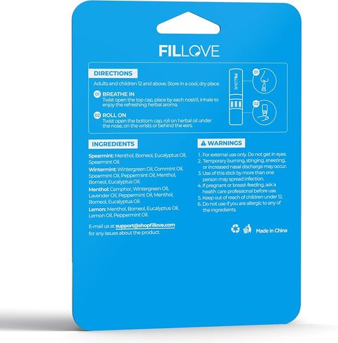 FILLOVE 1s Fast Nausea Relief Nasal Stick with 2-in-1 Motion Sickness Ease, 100% Natural Essential Oils for Pregnant Women, Non-Drowsy Travel Essentials & Cruise Essentials for Car, Airplane in Saudi Arabia