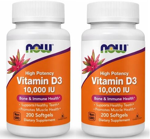 NOW Foods Supplements, Vitamin D-3 10,000 IU, Highest Potency, Structural Support*, 200 Softgels in Saudi Arabia