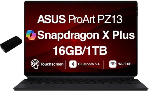 ASUS ProArt PZ13 AI Powered 2-in-1 Laptop 13.3" Touchscreen AMOLED 2.8K Display (Qualcomm Snapdragon X Plus X1P-42-100, 16GB LPDDR5X, 1TB SSD, Backlit KB, WiFi 7, Webcam, Win 11 Home) w/USB-C Dock in Kuwait