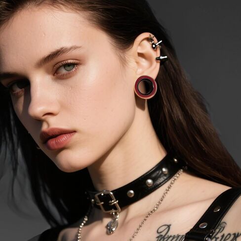 2PCS Ear Gauges Double Layer Design with 316L Steel Inner Ring & PLA Outer Ring Hypoallergenic Dual-Material Expanders Lightweight & Breathable Ear Plugs for Stretched Ears in Kuwait