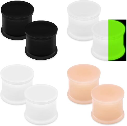Qmcandy 8PCS Silicone Ear Gauges Black Clear Skin Tone Solid Ear Plugs Double Flared Expander Stretchers Retainer Ear Piercing Jewelry for Women Men in Kuwait