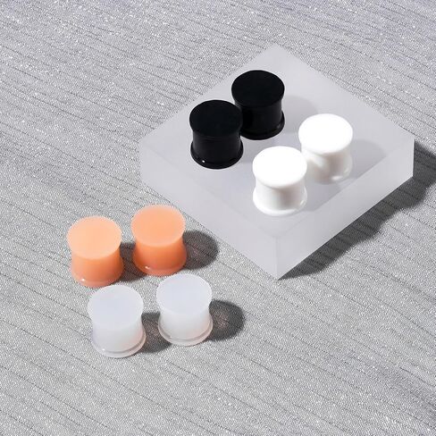 Qmcandy 8PCS Silicone Ear Gauges Black Clear Skin Tone Solid Ear Plugs Double Flared Expander Stretchers Retainer Ear Piercing Jewelry for Women Men in Kuwait