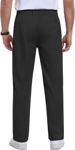 Men's Dress Pants Classic Fit Elastic Waist Wrinkle Resistant Slacks Business Casual Flat Front Golf Chino Trousers in Saudi Arabia