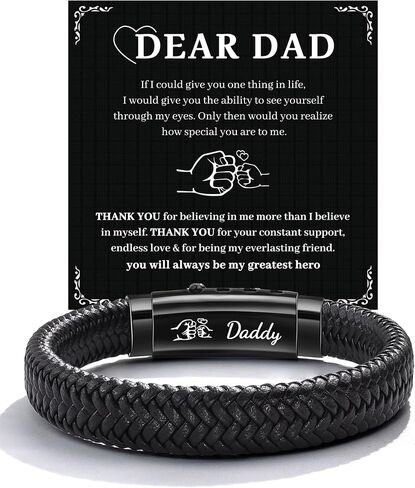 Mens Bracelets Gifts for Father New Dad Stepdad Man Son Huasband Brother Graduation Birthday Fathers Day Anniversary Christmas Adjustable Size 7.3-7.9 inch in Saudi Arabia