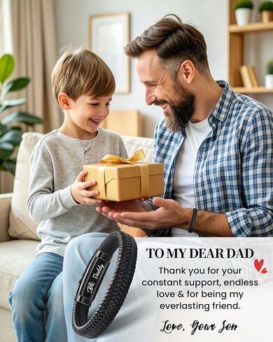 Mens Bracelets Gifts for Father New Dad Stepdad Man Son Huasband Brother Graduation Birthday Fathers Day Anniversary Christmas Adjustable Size 7.3-7.9 inch in Saudi Arabia