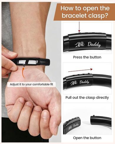 Mens Bracelets Gifts for Father New Dad Stepdad Man Son Huasband Brother Graduation Birthday Fathers Day Anniversary Christmas Adjustable Size 7.3-7.9 inch in Saudi Arabia