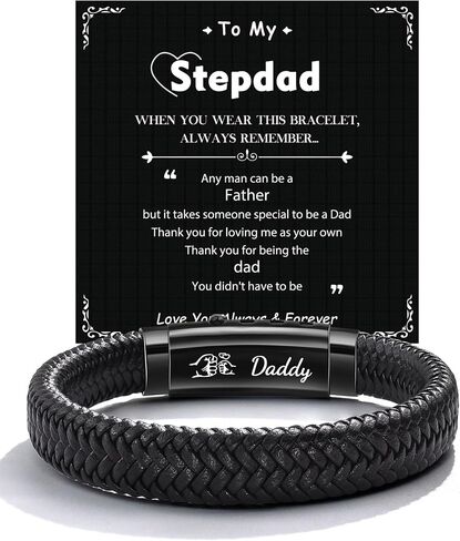 Mens Bracelets Gifts for Father New Dad Stepdad Man Son Huasband Brother Graduation Birthday Fathers Day Anniversary Christmas Adjustable Size 7.3-7.9 inch in Saudi Arabia