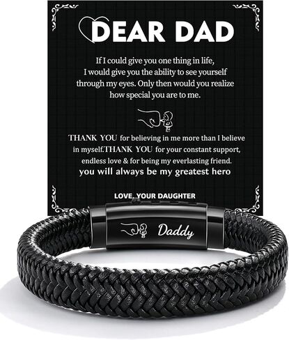 Mens Bracelets Gifts for Father New Dad Stepdad Man Son Huasband Brother Graduation Birthday Fathers Day Anniversary Christmas Adjustable Size 7.3-7.9 inch in Saudi Arabia