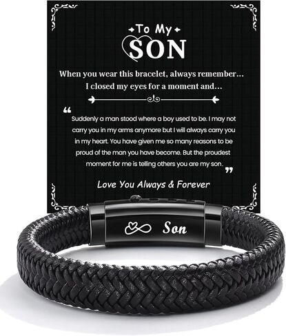 Mens Bracelets Gifts for Father New Dad Stepdad Man Son Huasband Brother Graduation Birthday Fathers Day Anniversary Christmas Adjustable Size 7.3-7.9 inch in Saudi Arabia
