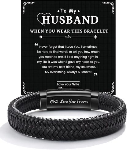 Mens Bracelets Gifts for Father New Dad Stepdad Man Son Huasband Brother Graduation Birthday Fathers Day Anniversary Christmas Adjustable Size 7.3-7.9 inch in Saudi Arabia