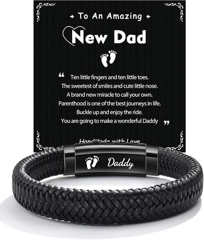 Mens Bracelets Gifts for Father New Dad Stepdad Man Son Huasband Brother Graduation Birthday Fathers Day Anniversary Christmas Adjustable Size 7.3-7.9 inch in Saudi Arabia