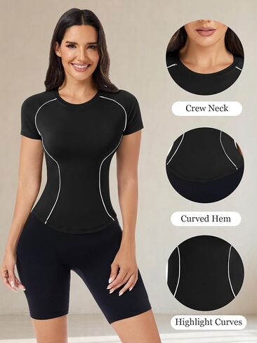 Short Sleeve Workout Tops for Women Athletic Gym Shirts Yoga Running Sports Breathable Tees in Kuwait
