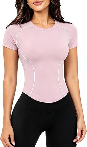 Short Sleeve Workout Tops for Women Athletic Gym Shirts Yoga Running Sports Breathable Tees in Kuwait