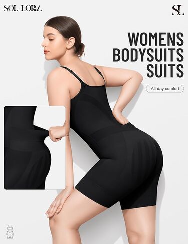 Shapewear Bodysuit for Women Tummy Control, Bathroom-Friendly Bodysuit Mid Thigh Body Shaper for Daily Wear in Saudi Arabia