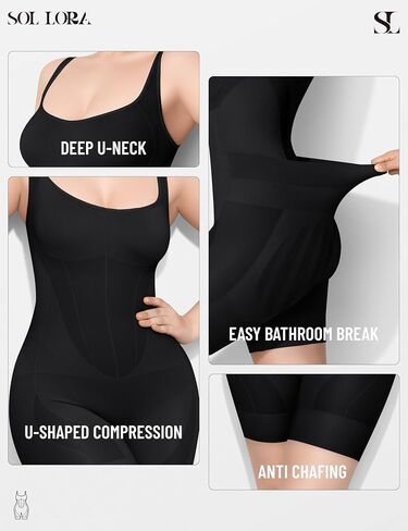 Shapewear Bodysuit for Women Tummy Control, Bathroom-Friendly Bodysuit Mid Thigh Body Shaper for Daily Wear in Saudi Arabia