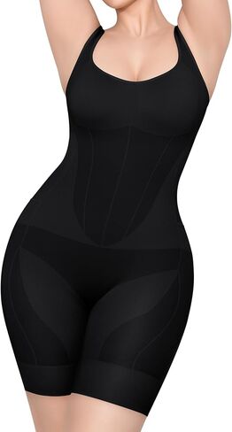 Shapewear Bodysuit for Women Tummy Control, Bathroom-Friendly Bodysuit Mid Thigh Body Shaper for Daily Wear in Saudi Arabia