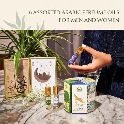 Dukhni Mixed Attar Oil Set Arabian perfume oils for men and women | 6 assorted scents x 6ml | Arabic oudh oil fragrances | Gift set, Halal Islamic Scents in Saudi Arabia