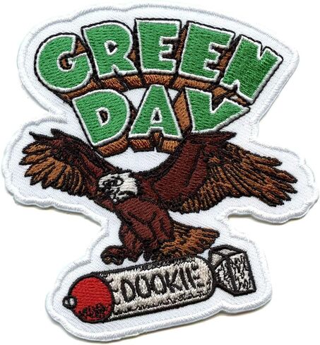Green Day Dookie Woven Eagle Iron On Patch (One Size) (White/Green/Brown) in Saudi Arabia