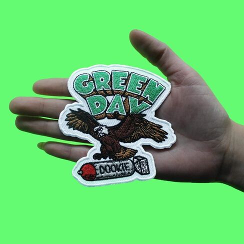 Green Day Dookie Woven Eagle Iron On Patch (One Size) (White/Green/Brown) in Saudi Arabia