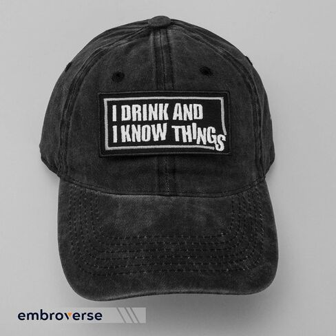 EMBROVERSE I Drink and I Know Things Patch - Bachelor Party Funny Quotes - Embroidered Iron On Sayings Patches - Size: 3.5 x 1.7 inches in Kuwait