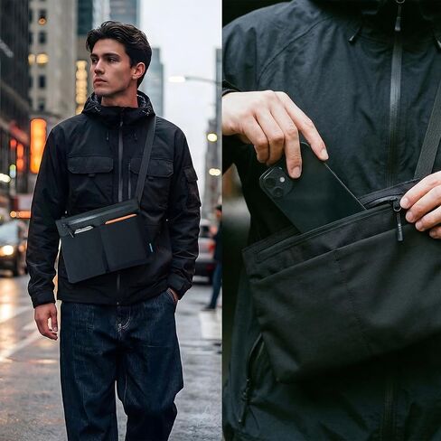 EDC Crossbody Sling Bag, Cordura Nylon 66 Waterproof Zipper Lightweight Wear-resistant Daypack for Daily Commute in Kuwait
