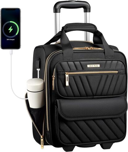HotWay Underseat Carry On Luggage with Wheels, 16 inch Lightweight Under Seat Luggage, Small Soft Sided Personal Item Suitcase for Airline Travel, Black in Saudi Arabia