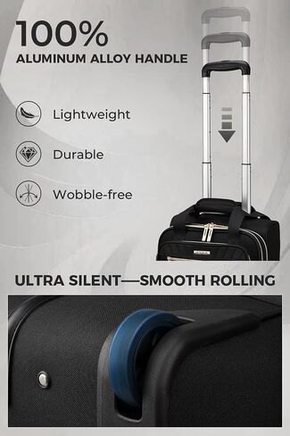 HotWay Underseat Carry On Luggage with Wheels, 16 inch Lightweight Under Seat Luggage, Small Soft Sided Personal Item Suitcase for Airline Travel, Black in Saudi Arabia