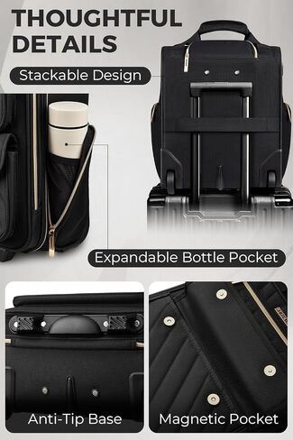 HotWay Underseat Carry On Luggage with Wheels, 16 inch Lightweight Under Seat Luggage, Small Soft Sided Personal Item Suitcase for Airline Travel, Black in Saudi Arabia