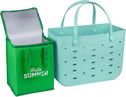 PoVwlty Rubber Beach Bag with Insulated Cooler,Waterproof Tote for Summer in Saudi Arabia