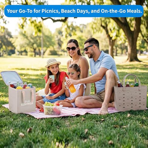 PoVwlty Rubber Beach Bag with Insulated Cooler,Waterproof Tote for Summer in Saudi Arabia