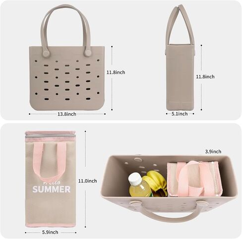 PoVwlty Rubber Beach Bag with Insulated Cooler,Waterproof Tote for Summer in Saudi Arabia