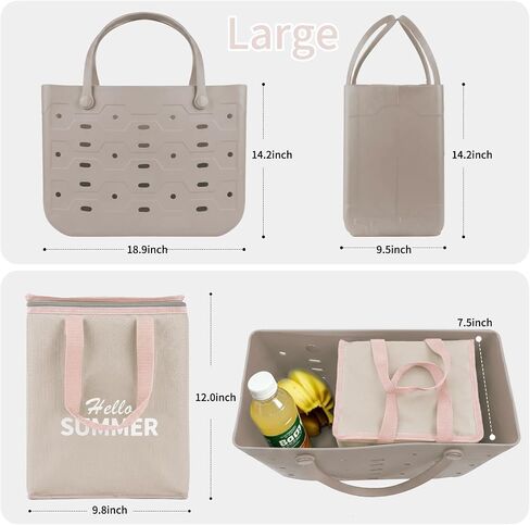 PoVwlty Rubber Beach Bag with Insulated Cooler,Waterproof Tote for Summer in Saudi Arabia