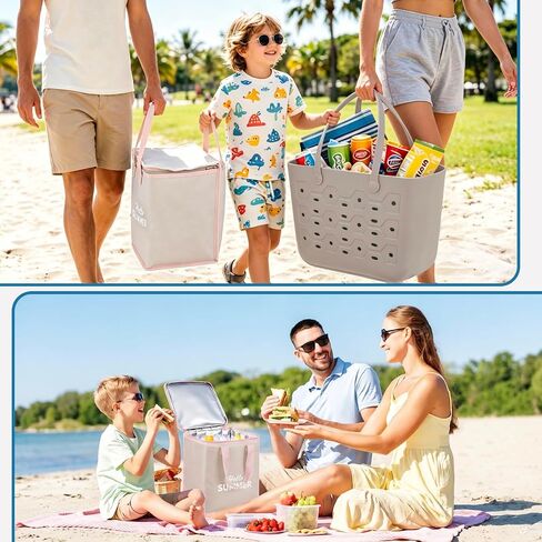 PoVwlty Rubber Beach Bag with Insulated Cooler,Waterproof Tote for Summer in Saudi Arabia