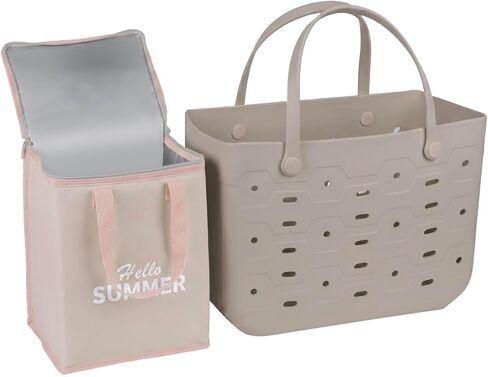 PoVwlty Rubber Beach Bag with Insulated Cooler,Waterproof Tote for Summer in Saudi Arabia