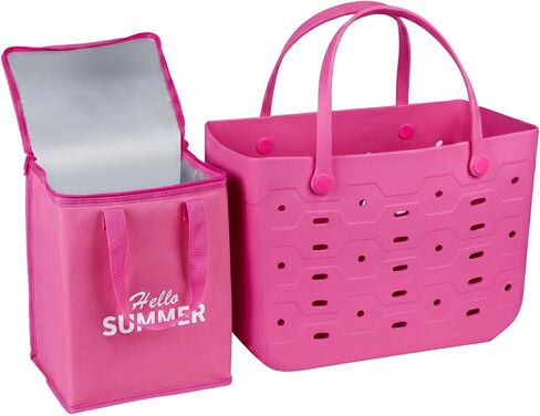 PoVwlty Rubber Beach Bag with Insulated Cooler,Waterproof Tote for Summer in Saudi Arabia