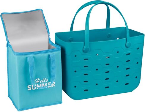 PoVwlty Rubber Beach Bag with Insulated Cooler,Waterproof Tote for Summer in Saudi Arabia