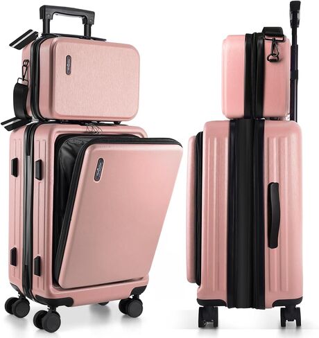TravelArim 22 Inch Carry On Luggage, Carry On Suitcase with Wheels, Hardside Luggage Carry On, Expandable Orange Small Suitcase, Hard Shell Carry-on Luggage, Spinner Luggage with Cosmetic Carry On Bag in Saudi Arabia
