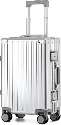 20 Inch Premium All Aluminum Carry On Luggage 22x14x9 Airline Approved Zipperless Hard Shell Suitcase with TSA Lock Silent Spinner Wheels for Business Travel,Silver in Saudi Arabia