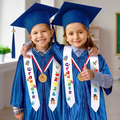 2026 Kindergarten Preschool Graduation Gown Cap Set Graduation Stole Bracelet Medal Certificate DIY Letter Sticker Grad Gifts in Kuwait